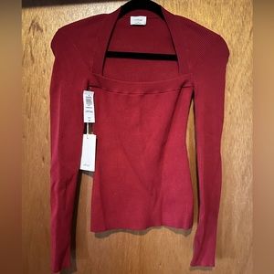 Aritzia Wilfred red tight fitting sweater.